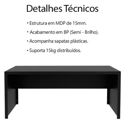 Escrivaninha Mesa Escritorio 180 Cm Me4185 Preto Tecno Mobili Preto