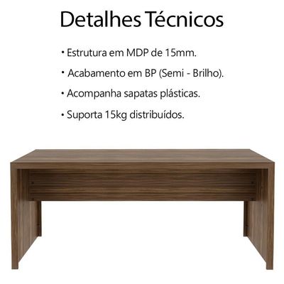 Escrivaninha Mesa Escritorio 180 Cm Me4185 Nogal Tecno Mobili Nogal