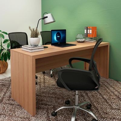 Escrivaninha Mesa Escritorio 180 Cm Me4185 Amendoa Tecno Mobili Amendoa