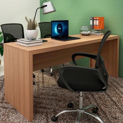 Escrivaninha Mesa Escritorio 180 Cm Me4185 Amendoa Tecno Mobili Amendoa