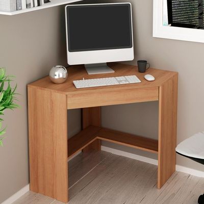 Escrivaninha Mesa Escritorio De Canto 76,5 Cm Me4169 Amendoa Tecno Mobili Amendoa