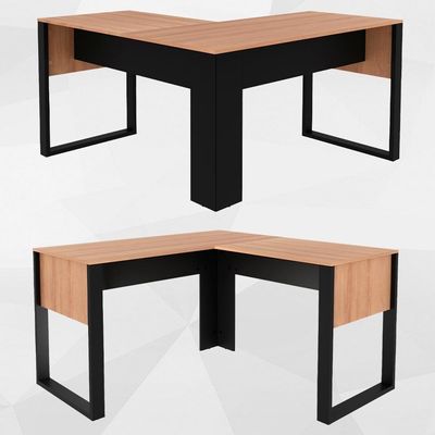 Mesa De Canto Para Escritorio Me4181 Amendoa Preto Tecno Mobili Amendoa Preto