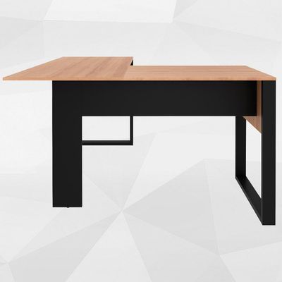 Mesa De Canto Para Escritorio Me4181 Amendoa Preto Tecno Mobili Amendoa Preto