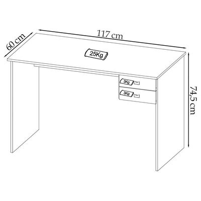 Escrivaninha Mesa Escritorio 2 Gavetas Me4165 Branco Tecno Mobili Branco