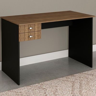 Escrivaninha Mesa Escritorio 2 Gavetas Me4165 Nogal Preto Tecno Mobili Nogal Preto