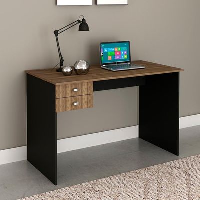 Escrivaninha Mesa Escritorio 2 Gavetas Me4165 Nogal Preto Tecno Mobili Nogal Preto