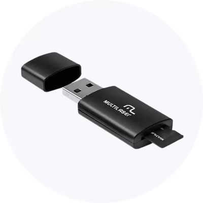 Pen Drive 2x1 Multilaser Mc164 Leitor Usb + Micro Sd 64gb