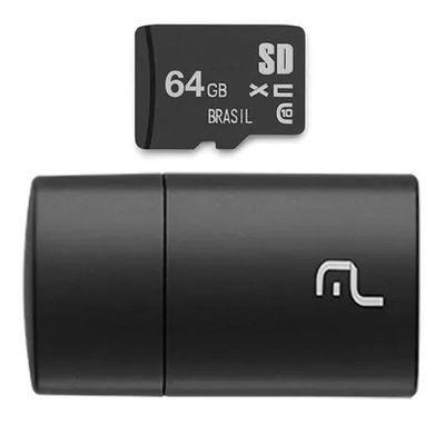 Pen Drive 2x1 Multilaser Mc164 Leitor Usb + Micro Sd 64gb