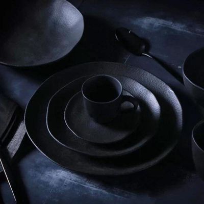 Xícara Para Café Com Pires Em Cerâmica Preto Matte 100ml Porto Brasil