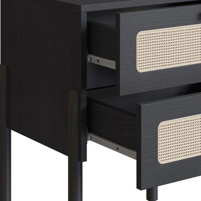 Mesa De Cabeceira 2 Gavetas Palhinha 27933 Linha Oslo Nero Artesano Nero