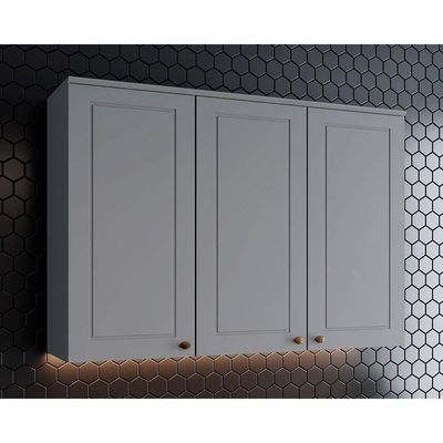 Armário De Cozinha Modulado Americana C/ 3 Portas 120cm Cinza - Henn
