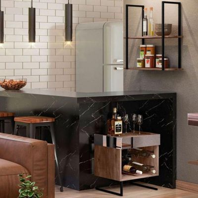 Kit Adega Para 6 Garrafas Prateleira Aurora Demolição Preto