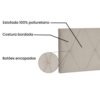 Painel Aquilla Cama Box King 195Cm Suede Cinza