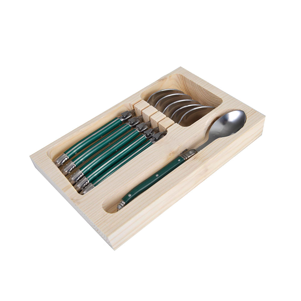 Conjunto de 6 COLHERES SOBREMESA ORIGINAL LAGUIOLE LA TOUR Luxo - verde