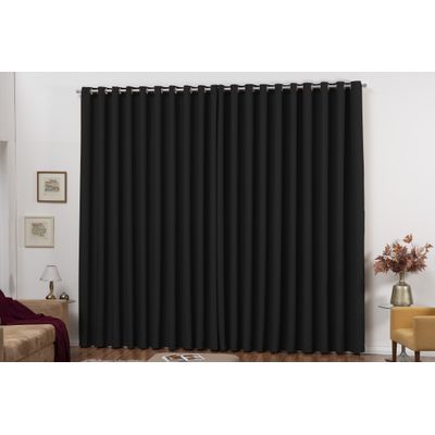 Cortina Blackout em Tecido com Ilhós Sala Quarto 4,00 X 2,80 Preto