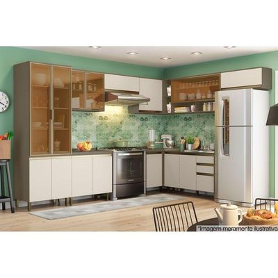 Balcão De Cozinha Modulado Canto Reto Connect 1 Porta C/ Tampo Duna/cristal - Henn