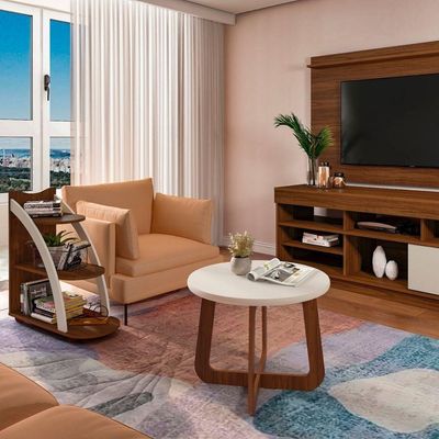 Mesa De Centro Jasmin 100% Mdf Cedro / Off White