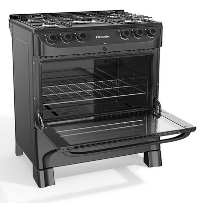 Fogão Mueller 5B Com Mesa Esmaltada Mfi5bc Preto Fosco