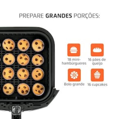 Fritadeira Elétrica Sem Óleo Air Fryer Mondial AFN-60 6L Preta/Inox Preto,Inox / 110