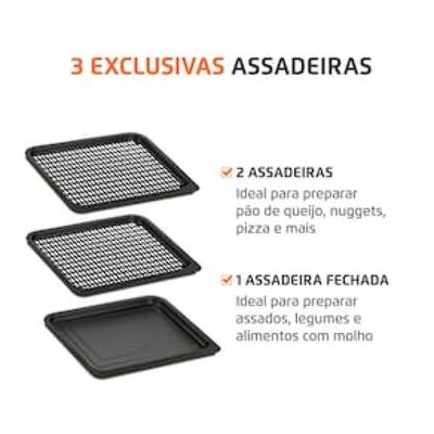 Fritadeira Elétrica Sem Óleo Air Fryer Oven 2 em 1 Mondial AFON-12L-BI 12L Digital – Preta/Inox Preto / 220