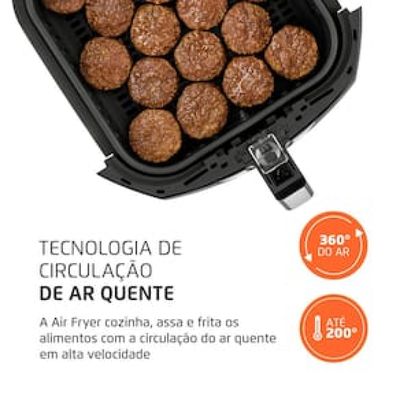 Fritadeira Elétrica Sem Óleo Air Fryer Mondial AFN-60 6L Preta/Inox Preto,Inox / 220