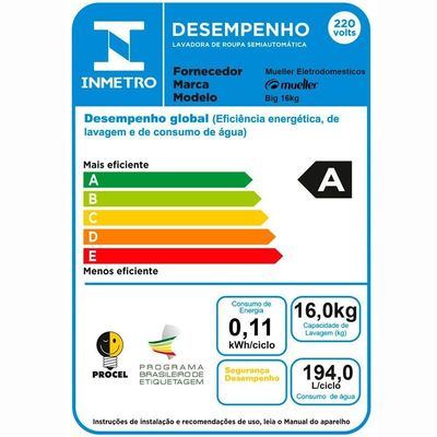 Lavadora Semiautomática Big Com Aquatec 16kg 220v Branco 220v
