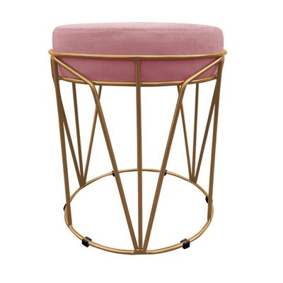 Puff Multiuso Com Mesa 2 Em 1 Suede Rose Base Dourado
