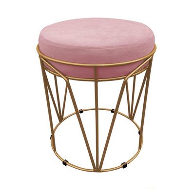 Puff Multiuso Com Mesa 2 Em 1 Suede Rose Base Dourado
