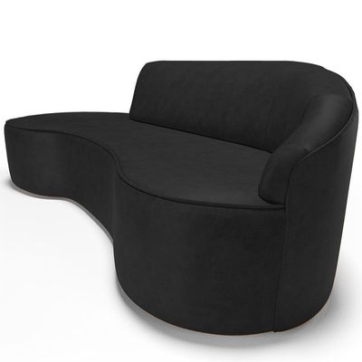 Sofá 3 Lugares Curvo Sala De Estar Living Firenze Direito D02 Couríssimo Preto 210 Cm B-159 - Lyam
