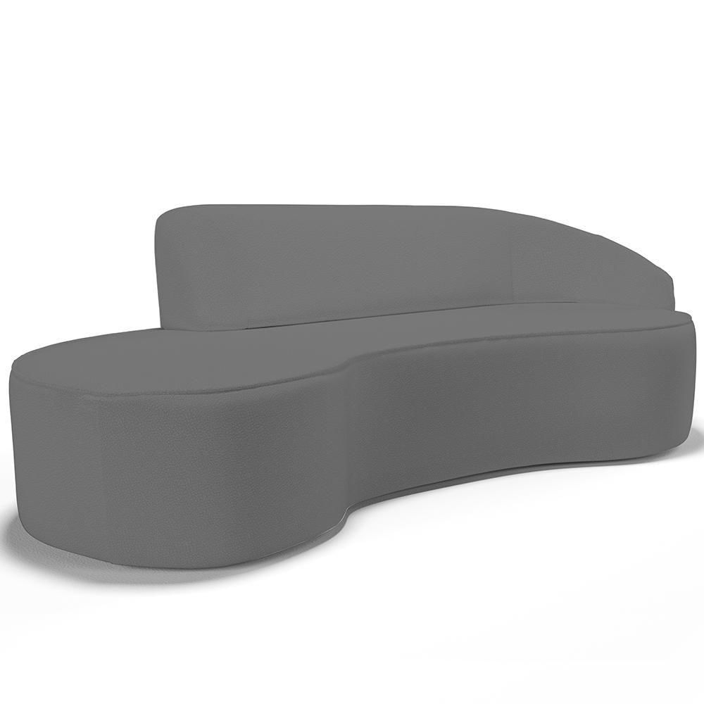 Sofá 3 Lugares Curvo Sala De Estar Living Firenze Direito D02 Corano Cinza 210 Cm C-03 - Lyam