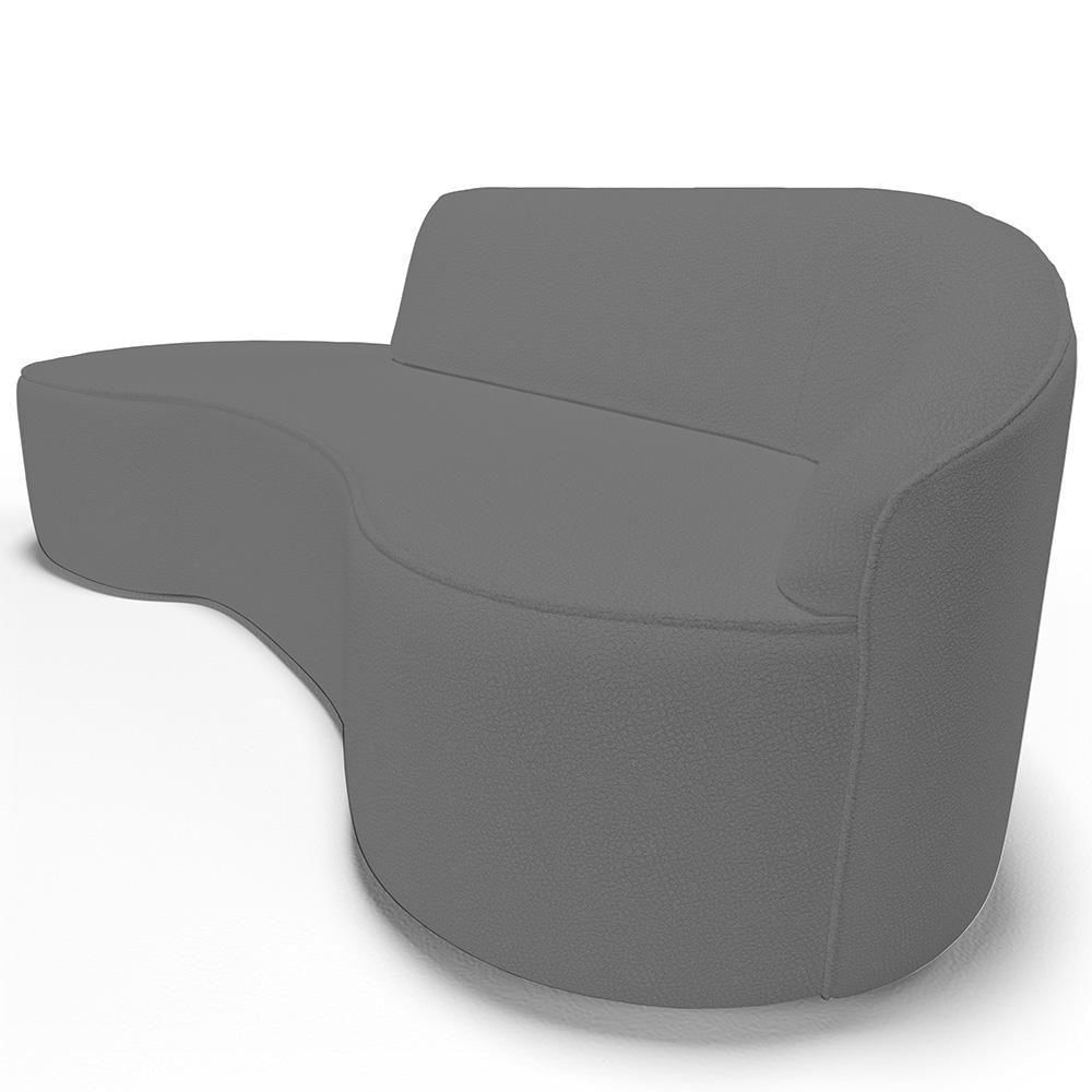 Sofá 3 Lugares Curvo Sala De Estar Living Firenze Direito D02 Corano Cinza 230 Cm C-03 - Lyam
