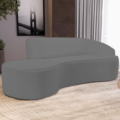 Sofá 3 Lugares Curvo Sala De Estar Living Firenze Direito D02 Corano Cinza 230 Cm C-03 - Lyam