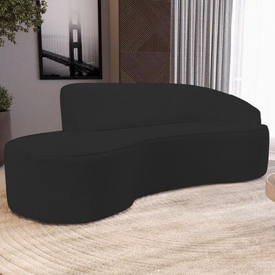Sofá 3 Lugares Curvo Sala De Estar Living Firenze Direito D02 Corano Preto 180 Cm C-05 - Lyam