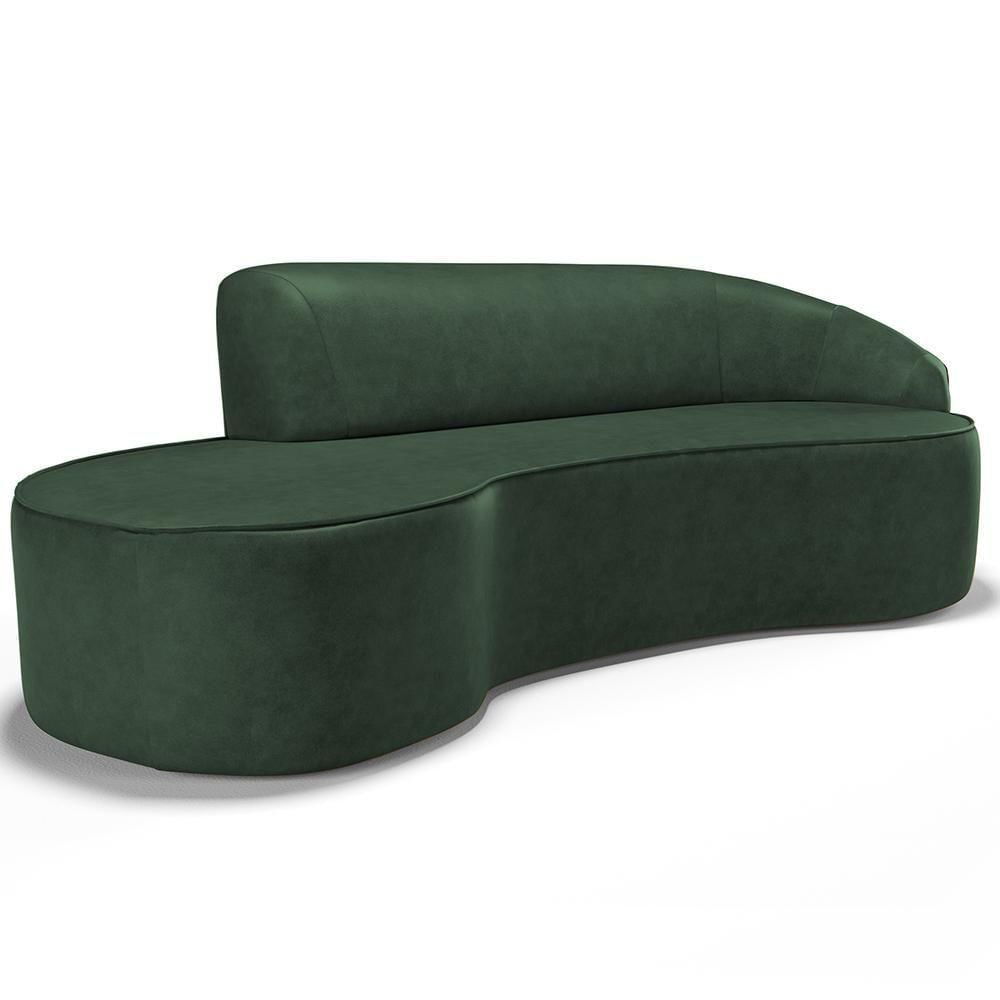 Sofá 3 Lugares Curvo Sala De Estar Living Firenze Direito D02 Couríssimo Verde 230 Cm B-89 - Lyam