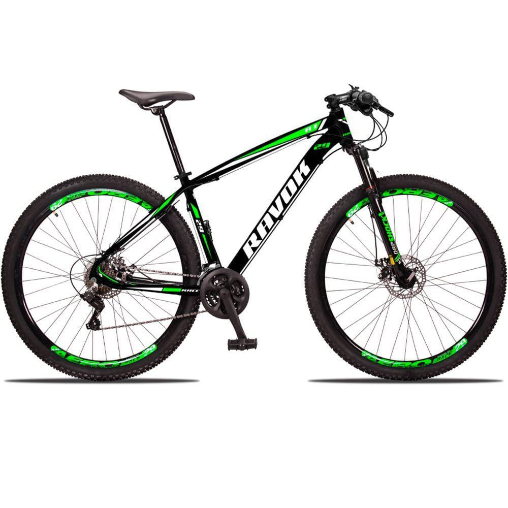 "Bicicleta Aro 29 Freio A Disco 24 Velocidades Alavanca Suspensão Cor: Verde Tam: 19"""