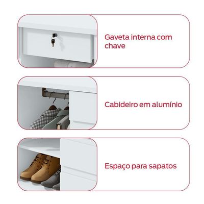 Cômoda Vedra 7 Gavetas 2 Portas Branco