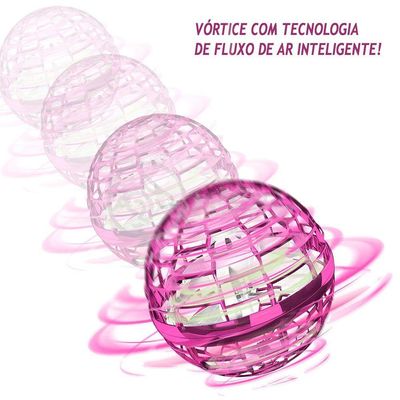 Bola Spinner Voadora Led Divertido Colorido Rgb Rosa