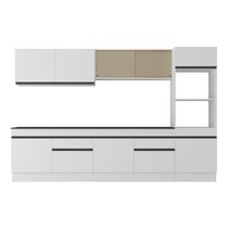 Armário De Cozinha Completa 5 Peças Com Rodapé Mp2175 Made Multimóveis Branco/preto Branco/preto