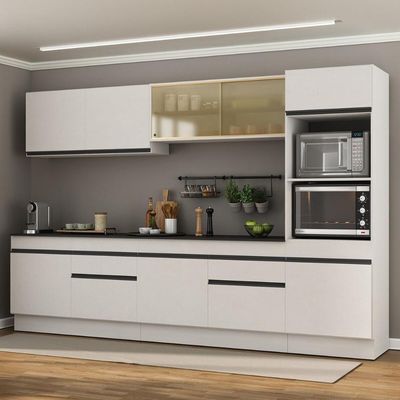 Armário De Cozinha Completa 5 Peças Com Rodapé Mp2175 Made Multimóveis Branco/preto Branco/preto