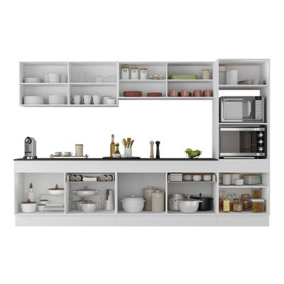 Armário De Cozinha Completa 5 Peças Com Rodapé Mp2175 Made Multimóveis Branco/preto Branco/preto