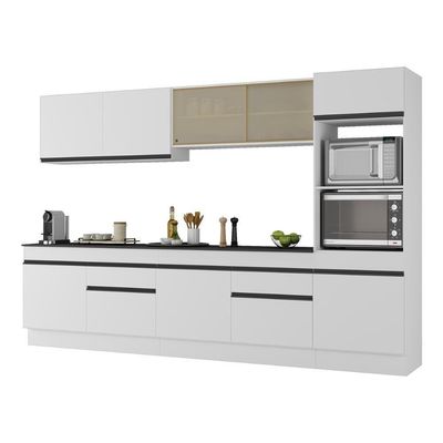 Armário De Cozinha Completa 5 Peças Com Rodapé Mp2175 Made Multimóveis Branco/preto Branco/preto