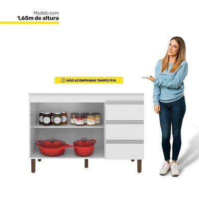 Balcão Gabinete Para Pia Karen 119cm Sem Tampo 2 Portas Branco - Abmaza