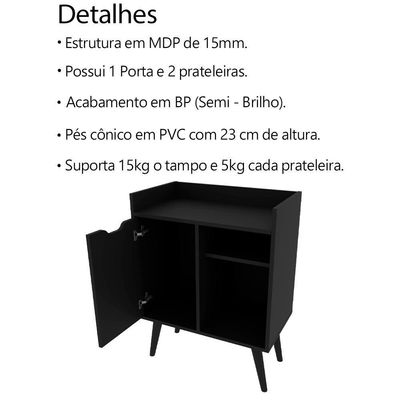 Aparador Balcao Bar Cantinho Do Cafe Multiuso Ap2310 Preto Tecno Mobili Preto