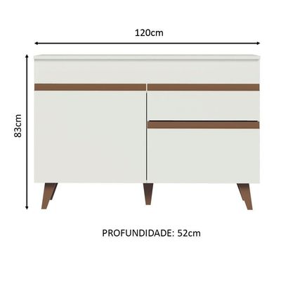 Balcão Gabinete De Pia Cozinha 2 Portas 1 Gaveta Branco Reims Madesa Branco