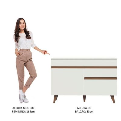 Balcão Gabinete De Pia Cozinha 2 Portas 1 Gaveta Branco Reims Madesa Branco