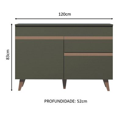 Balcão Gabinete De Pia Cozinha 2 Portas 1 Gaveta Preto Reims Madesa Preto