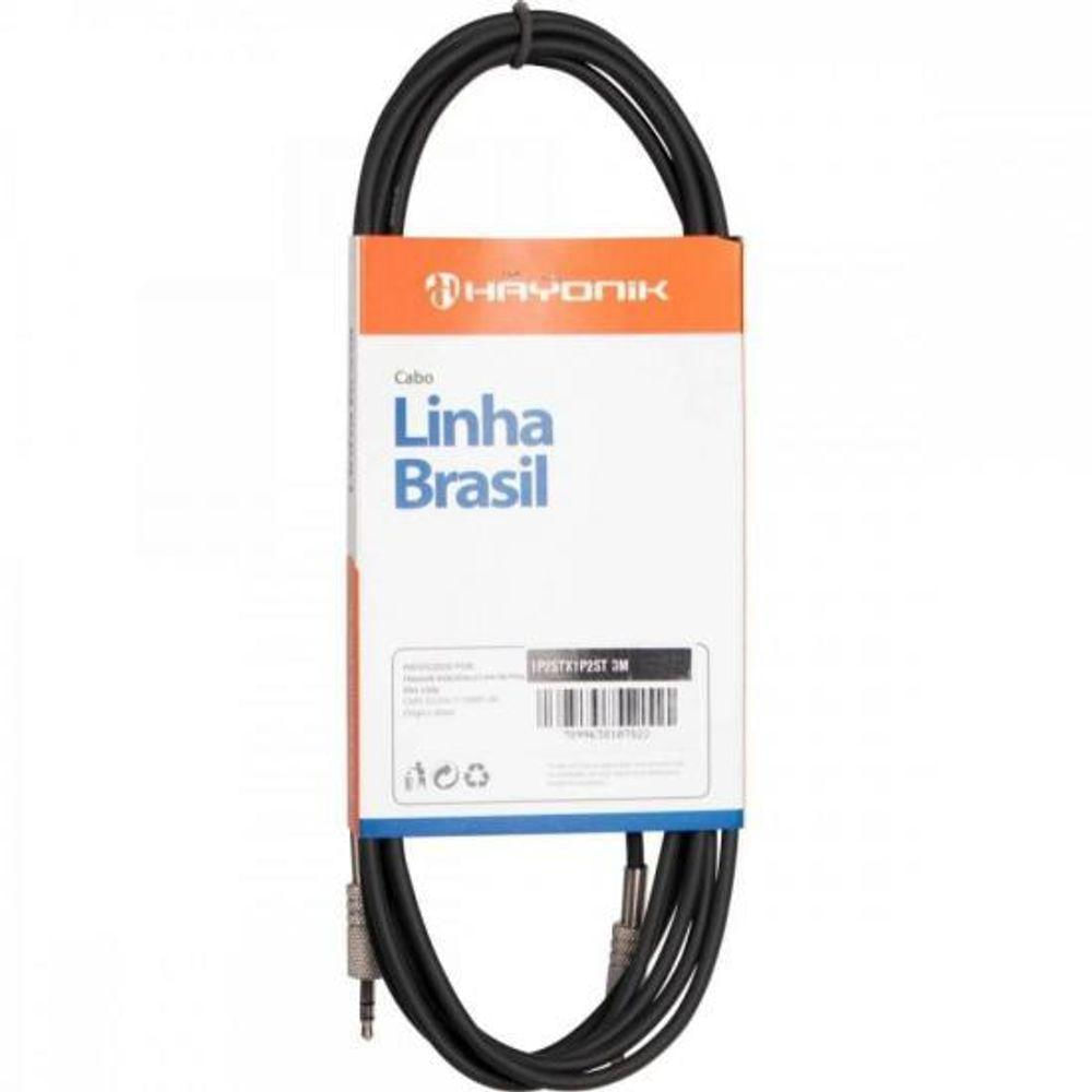Cabo De áudio Linha Brasil P2 Estéreo X P2 Estéreo 5m Preto Hayonik [f003]