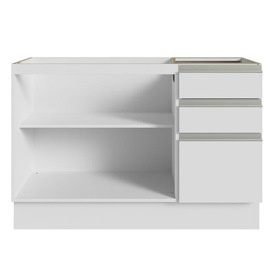 Armário Gabinete Para Banheiro 120cm 2 Portas 3 Gavetas Branco Madesa Branco