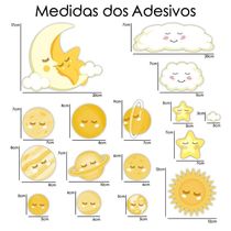 Adesivo Parede Lua Estrelas Planetas Nuvem Universo Infantil Titulos Estrelas Amarelas
