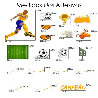 Adesivo De Parede Futebol Decorativo Para Quarto E Sala Titulos Cinza